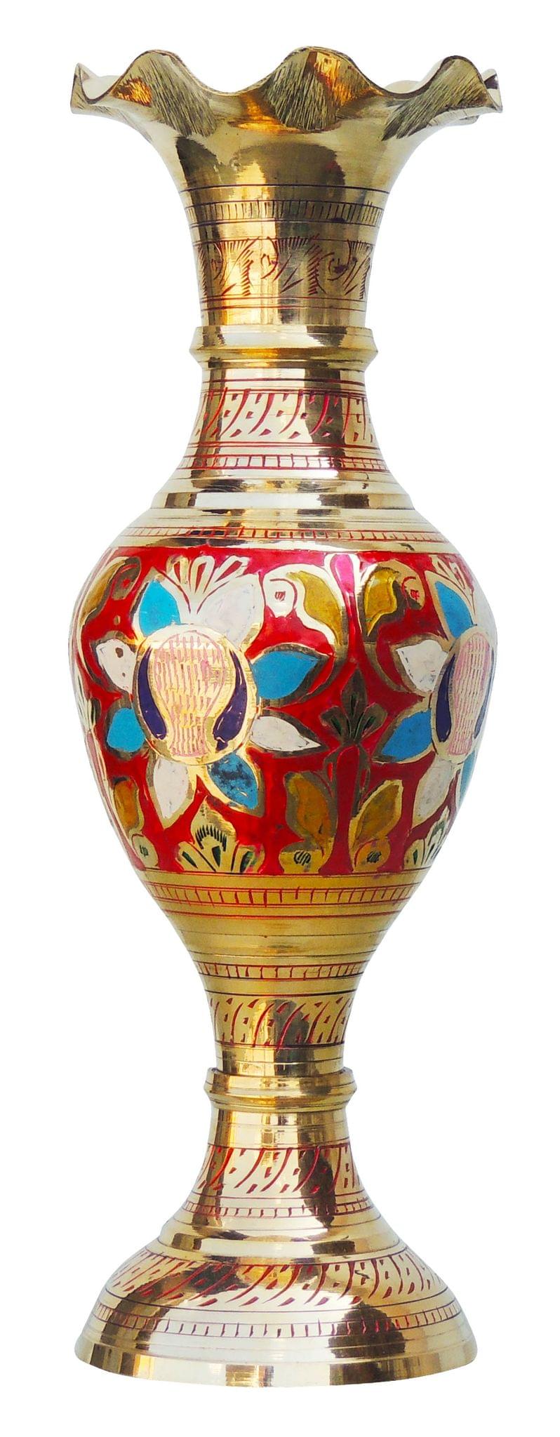 Brass & , Vase — 12"
