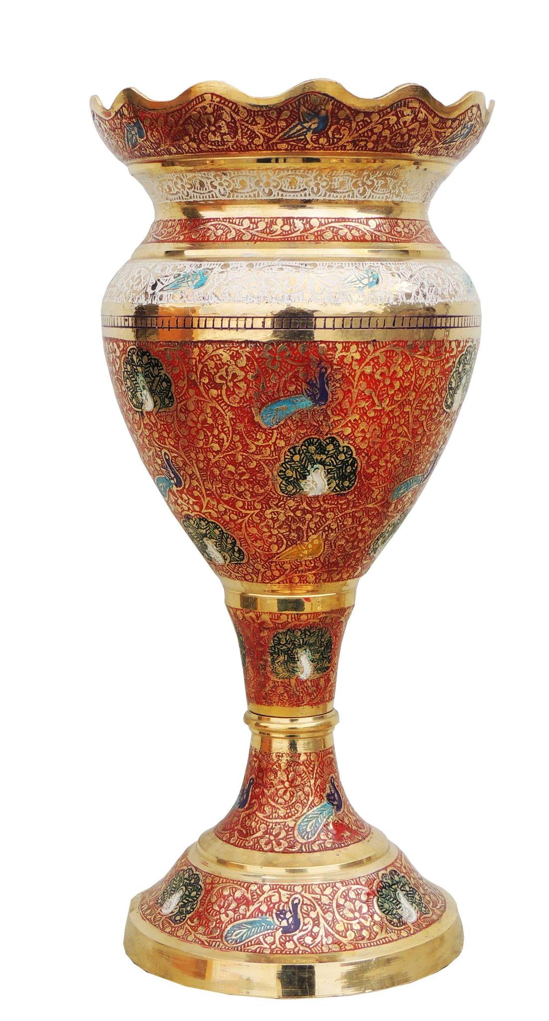 Brass & , Vase — 12.5"