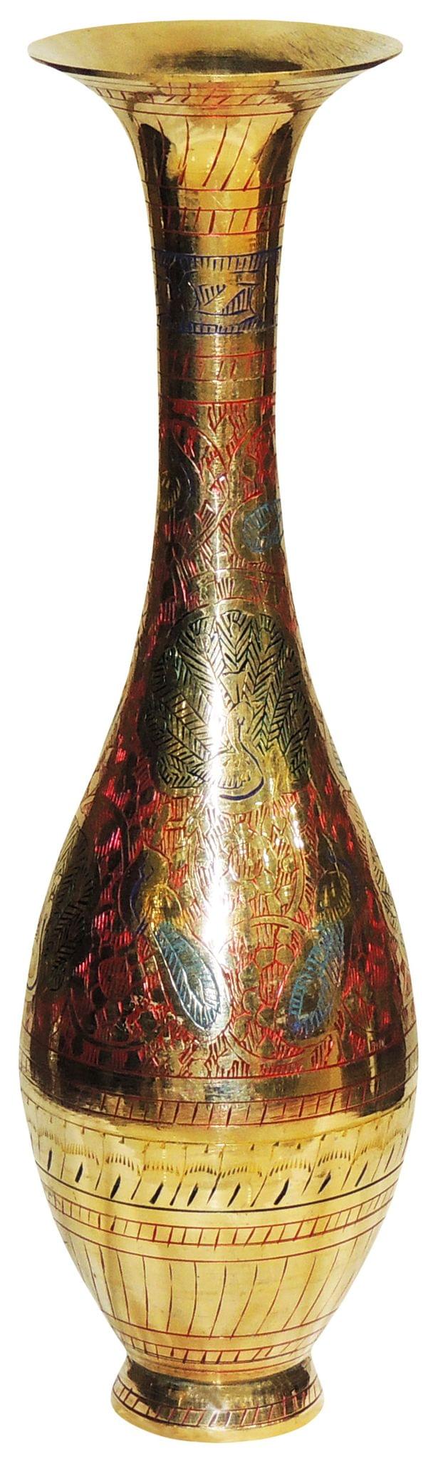 Brass & , Vase — 12"
