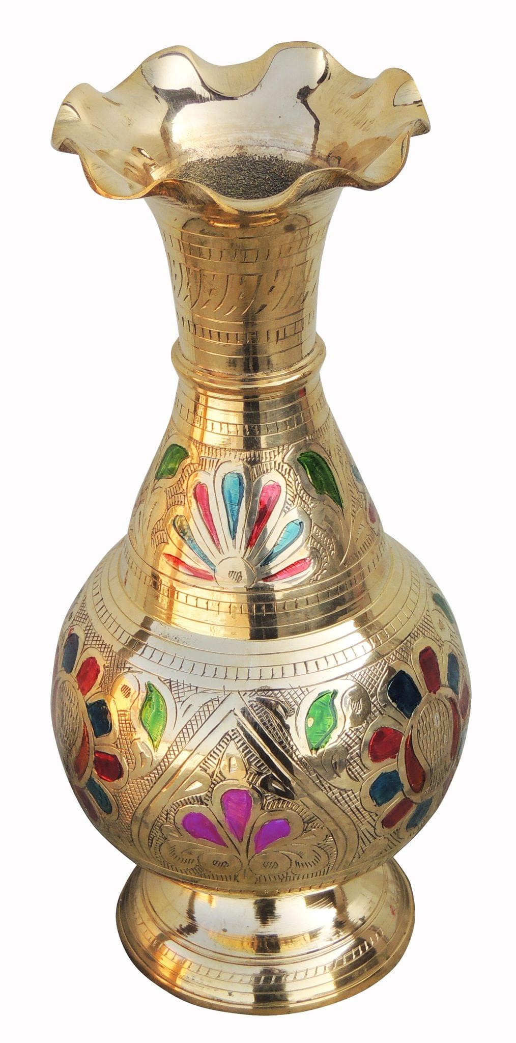 Brass & , Vase — 10.3"