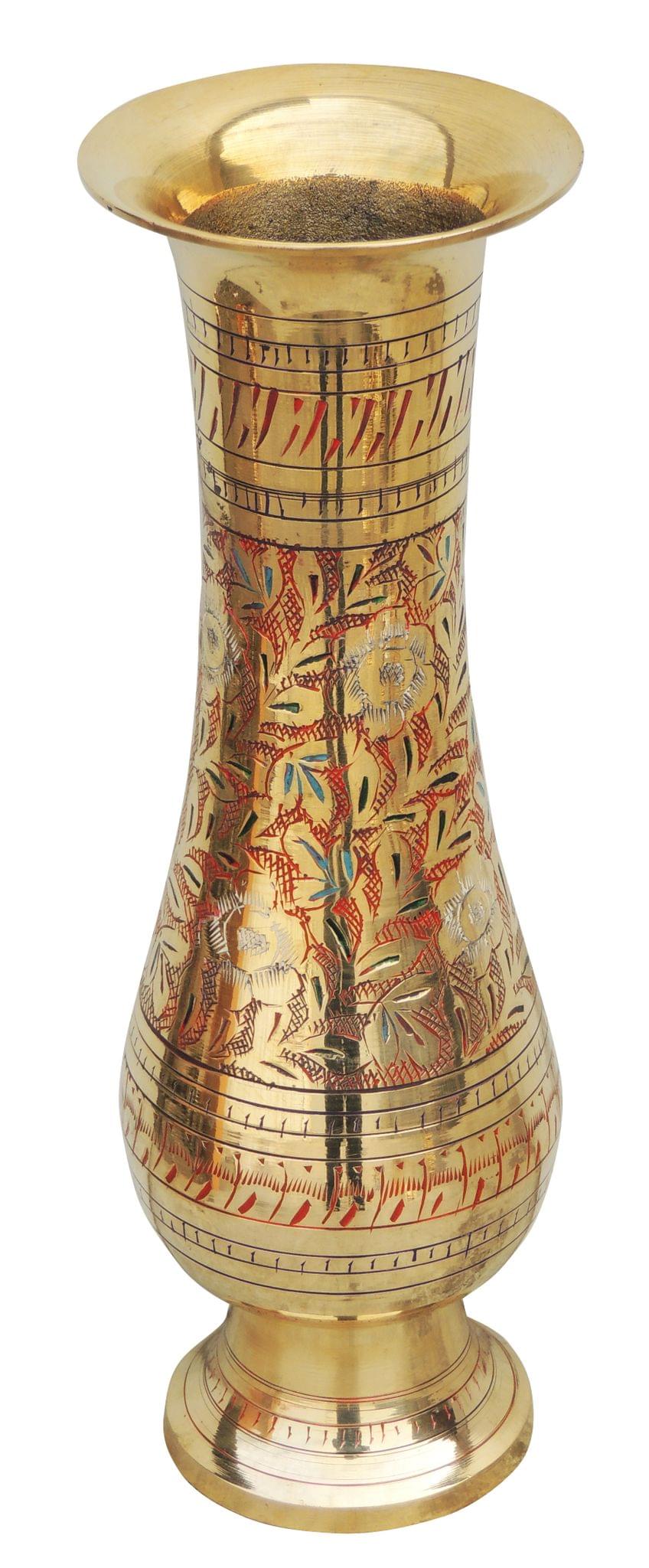 Brass & , Vase — 12"