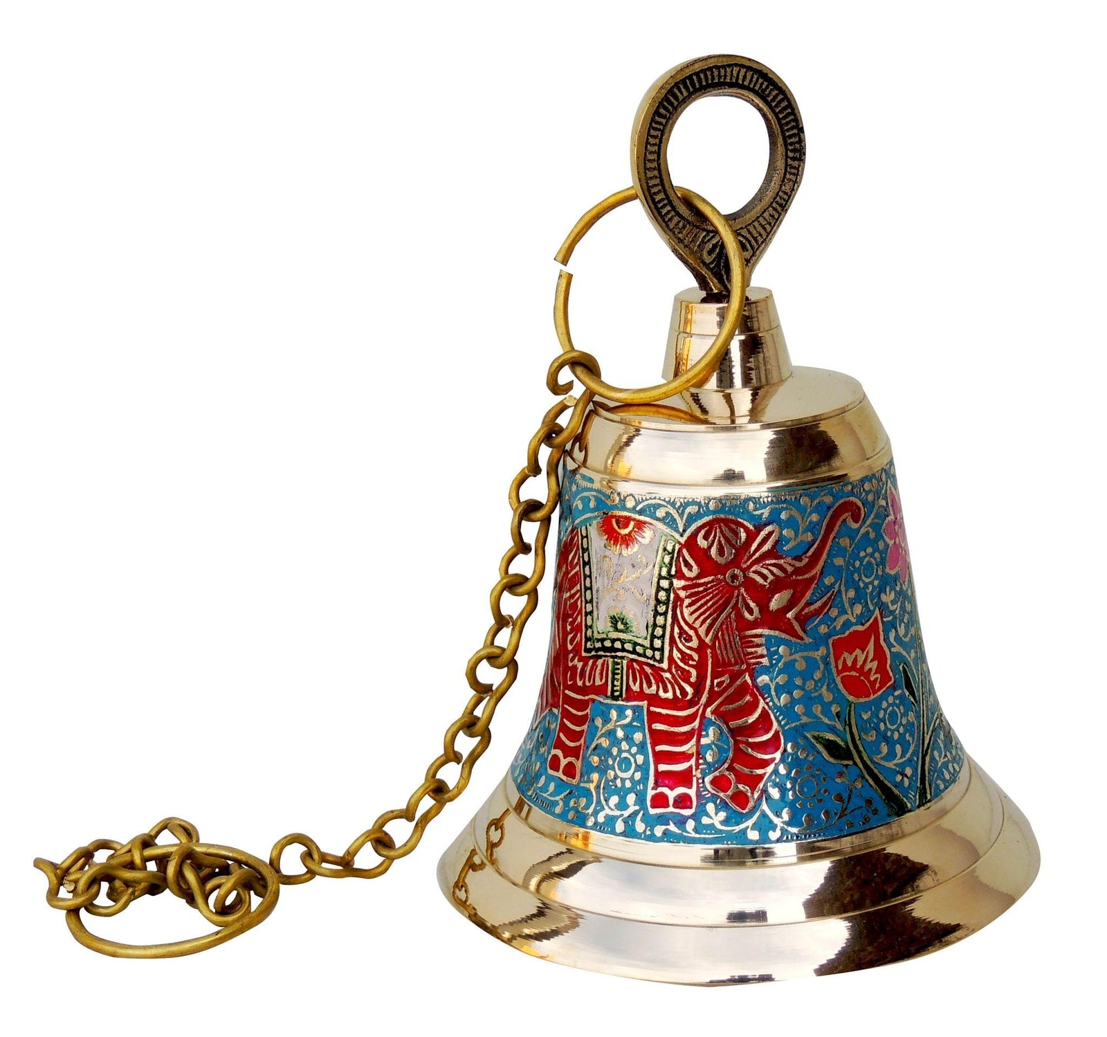 Brass Temple Pooja Bell, Bell Blue — 7"