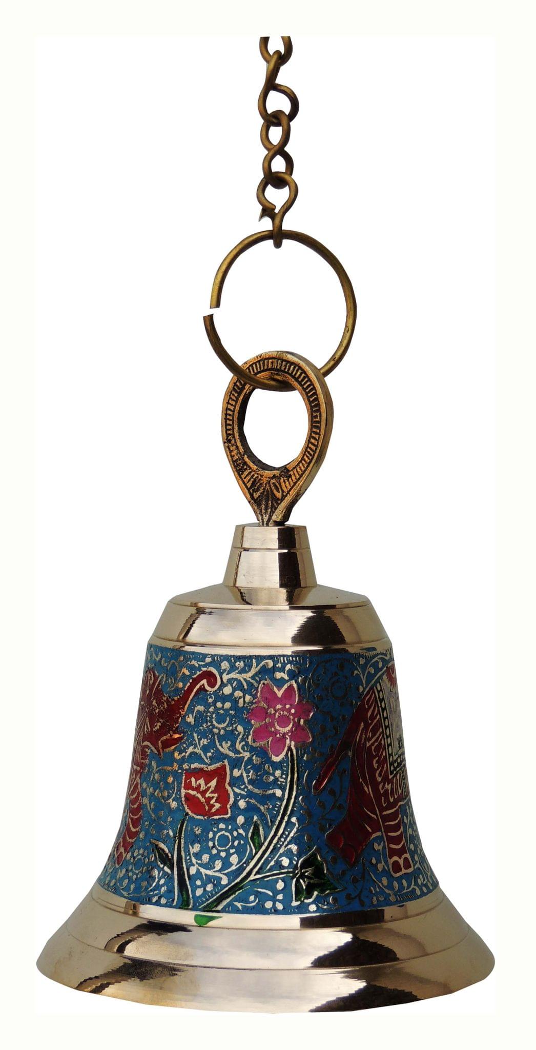 Brass Temple Pooja Bell, Bell Blue — 7"