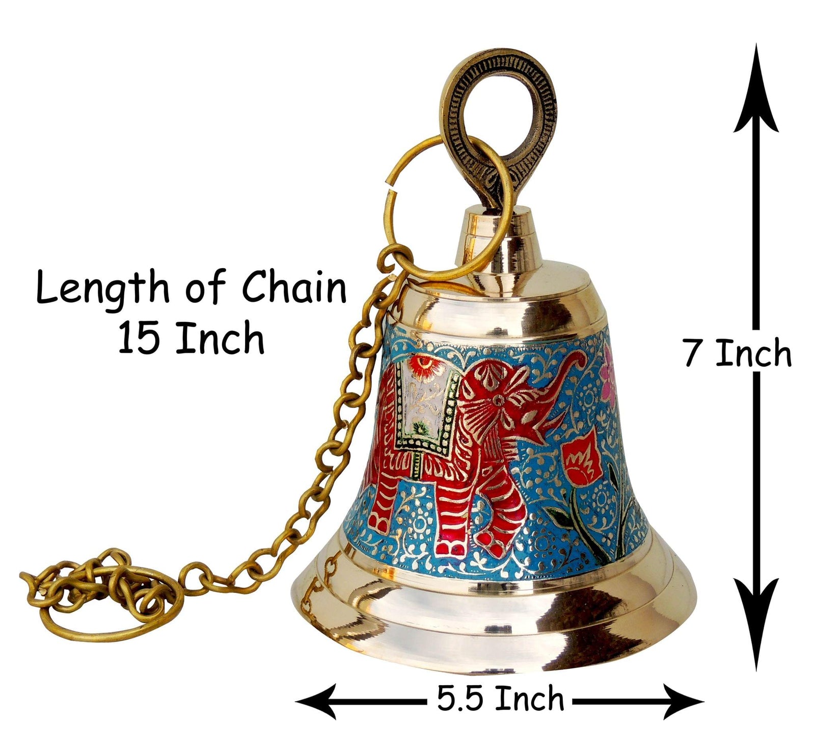 Brass Temple Pooja Bell, Bell Blue — 7"
