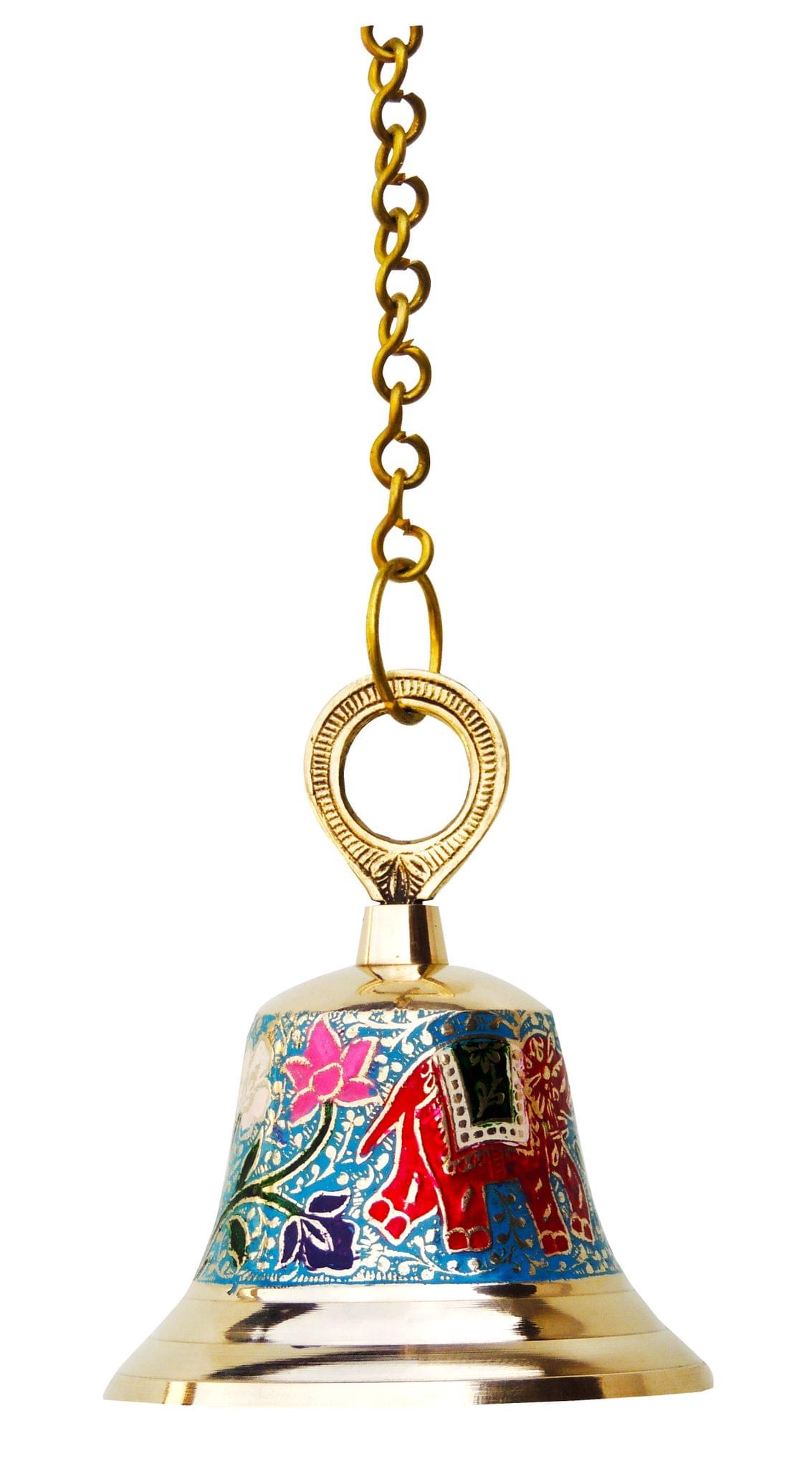 Brass Temple Pooja Bell, Bell Blue — 6"