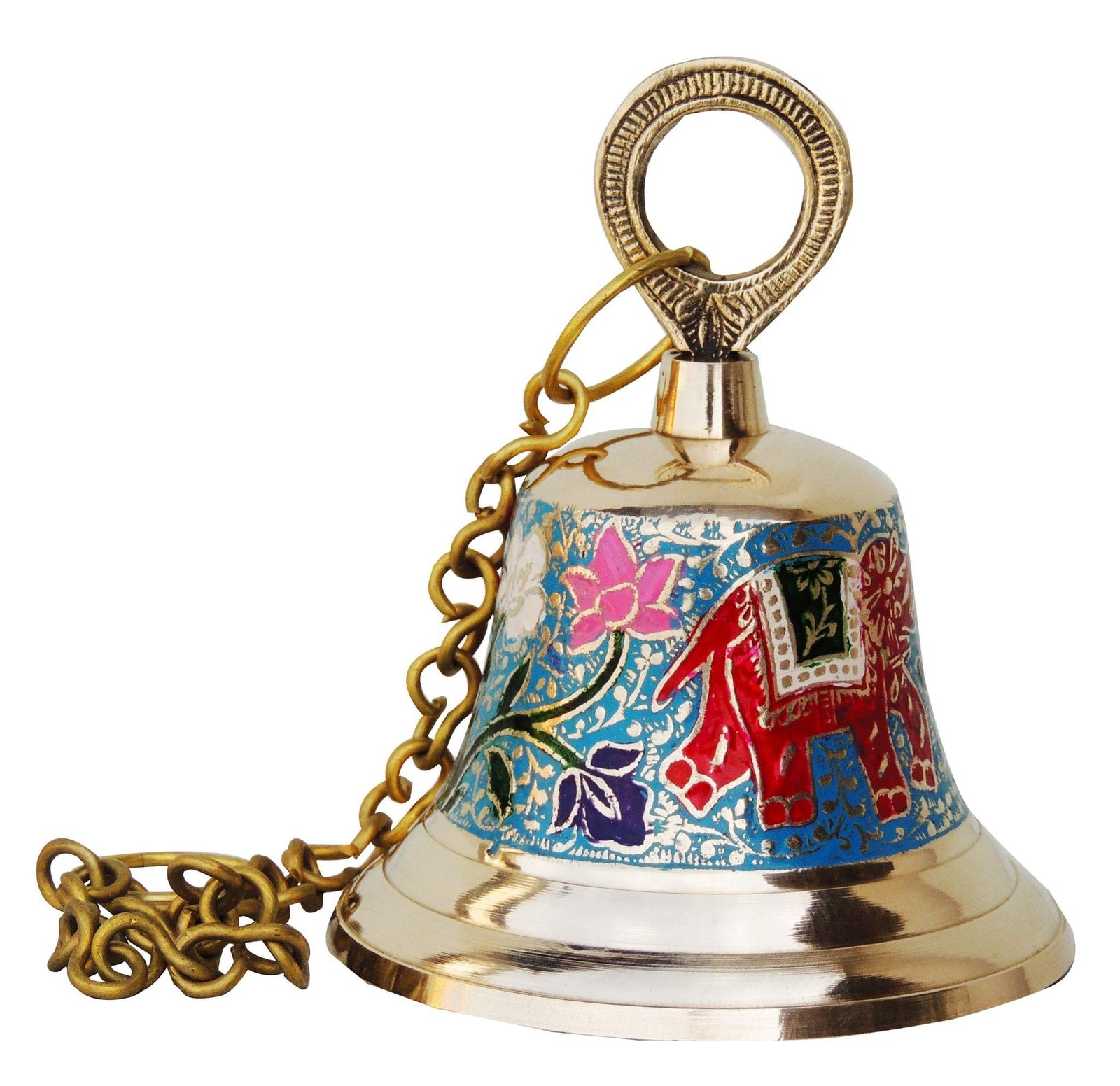Brass Temple Pooja Bell, Bell Blue — 6"