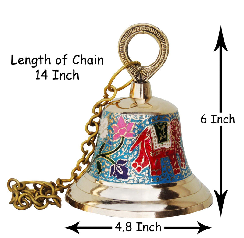 Brass Temple Pooja Bell, Bell Blue — 6"