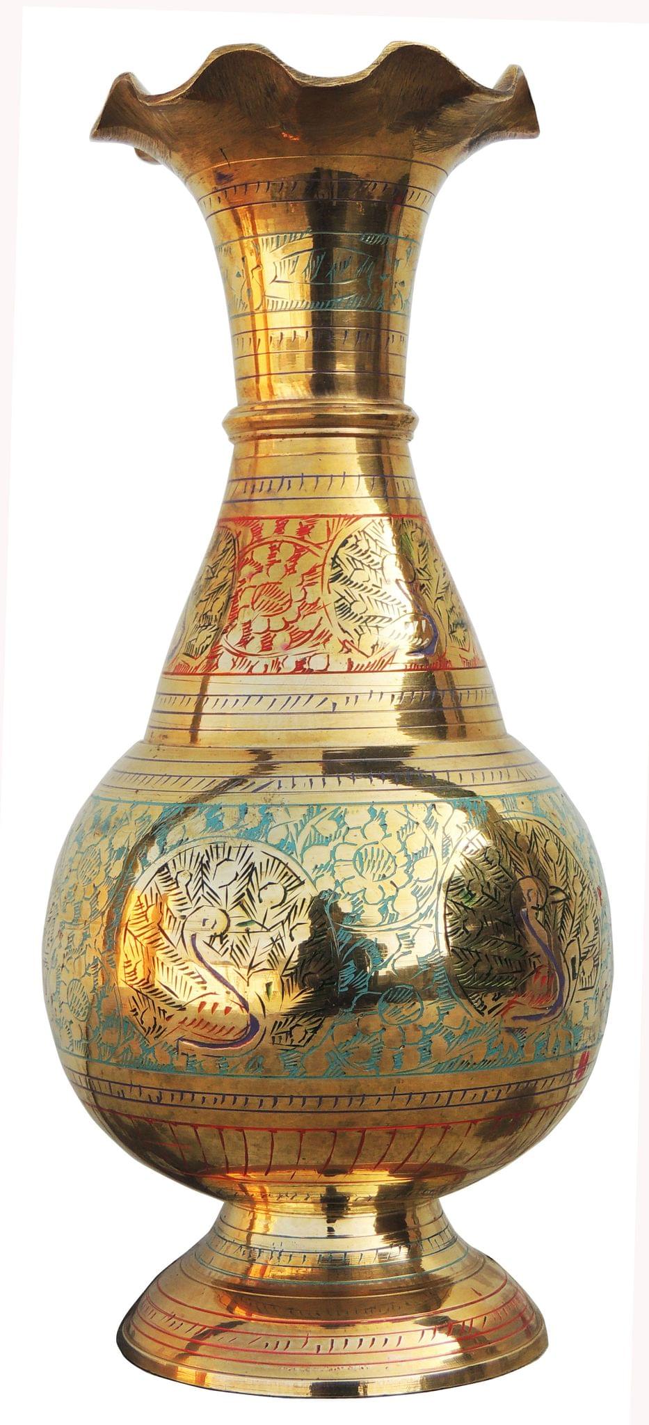 Brass & , Vase — 10.3"