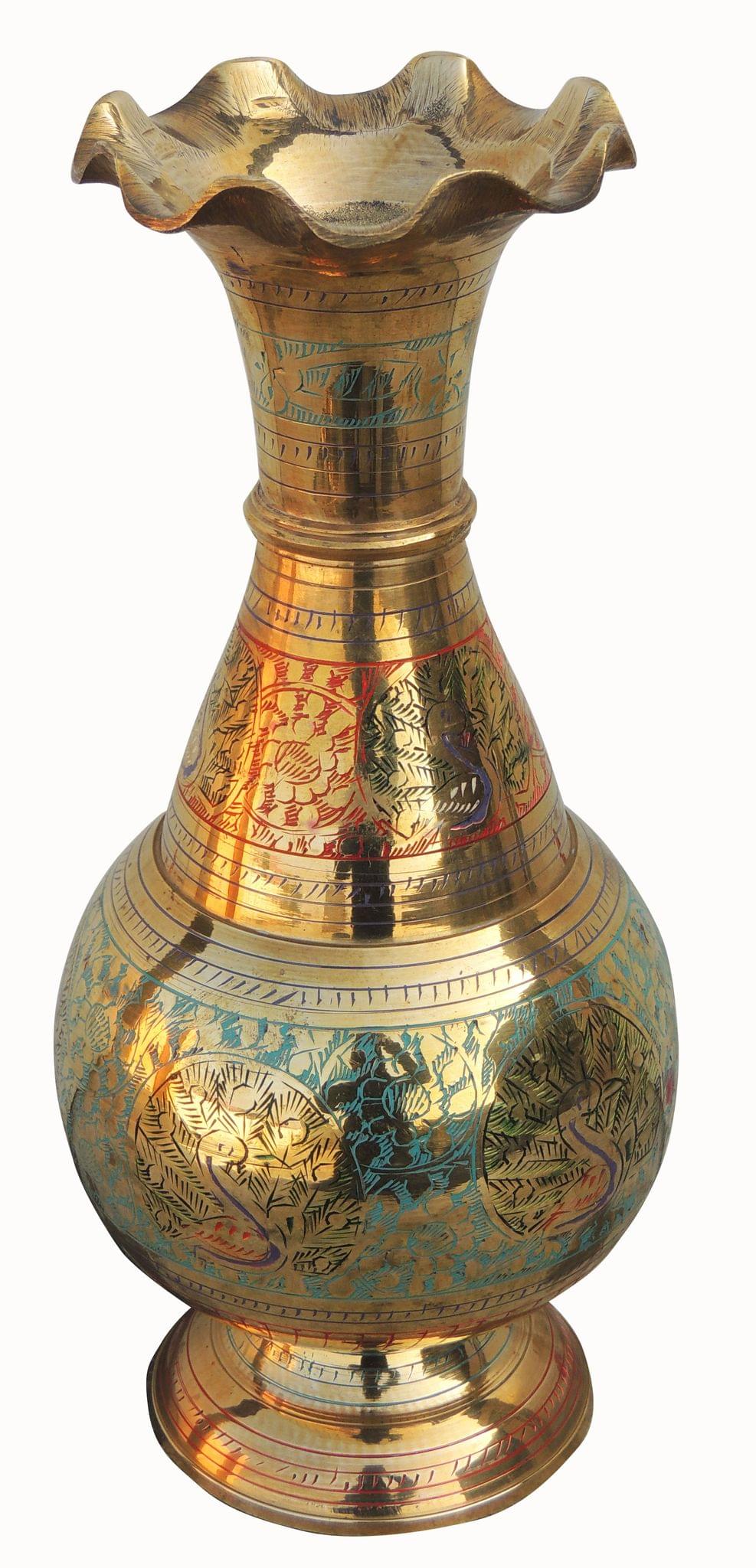 Brass & , Vase — 10.3"