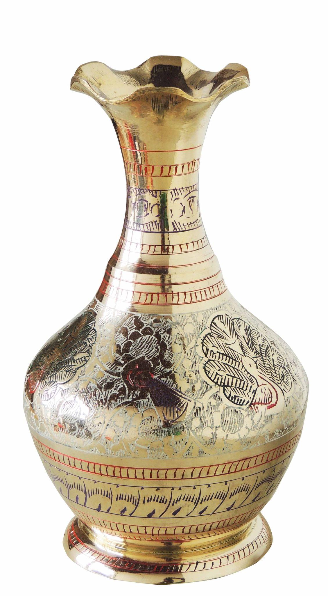 Brass & , Vase — 7.9"
