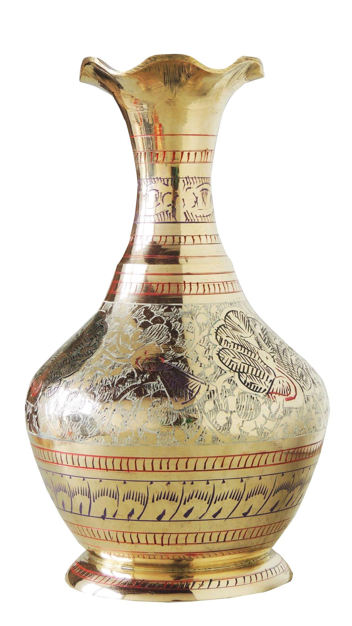 Brass & , Vase — 7.9"