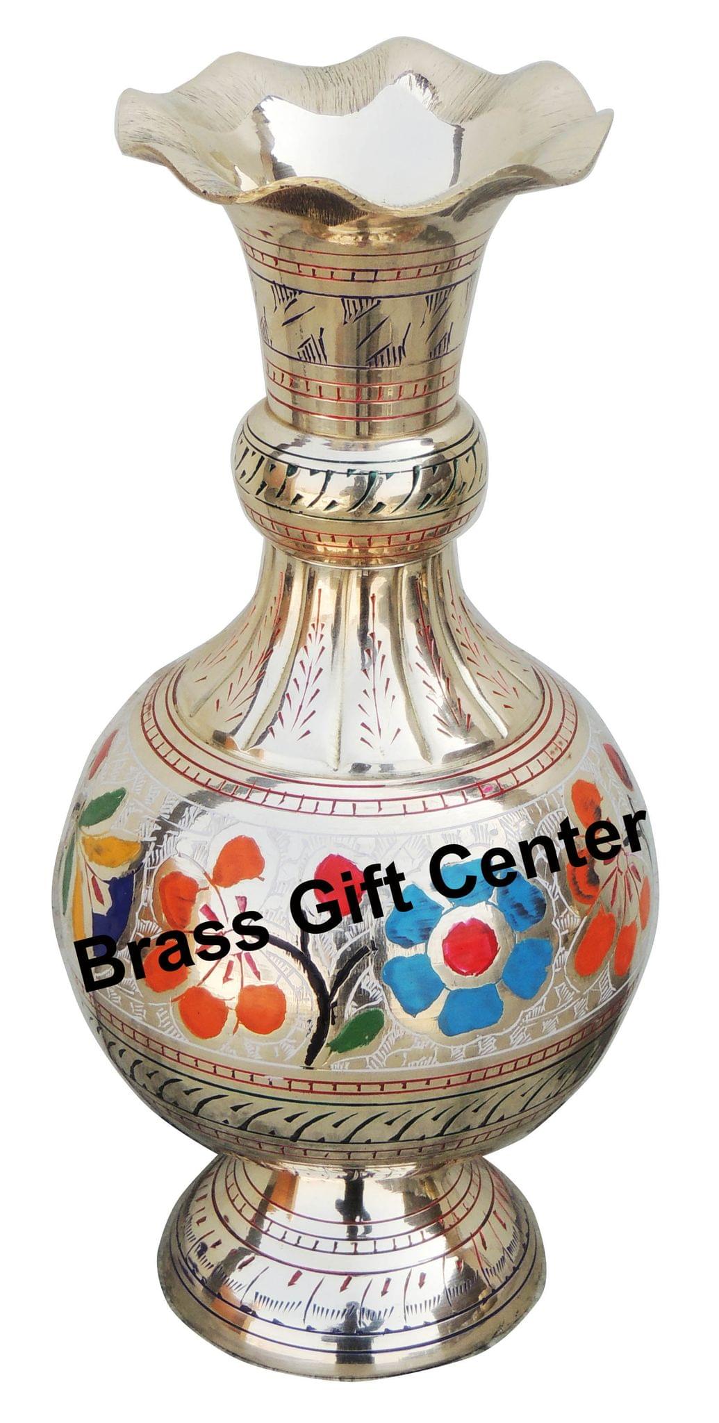 Brass & , Vase — 10.7"