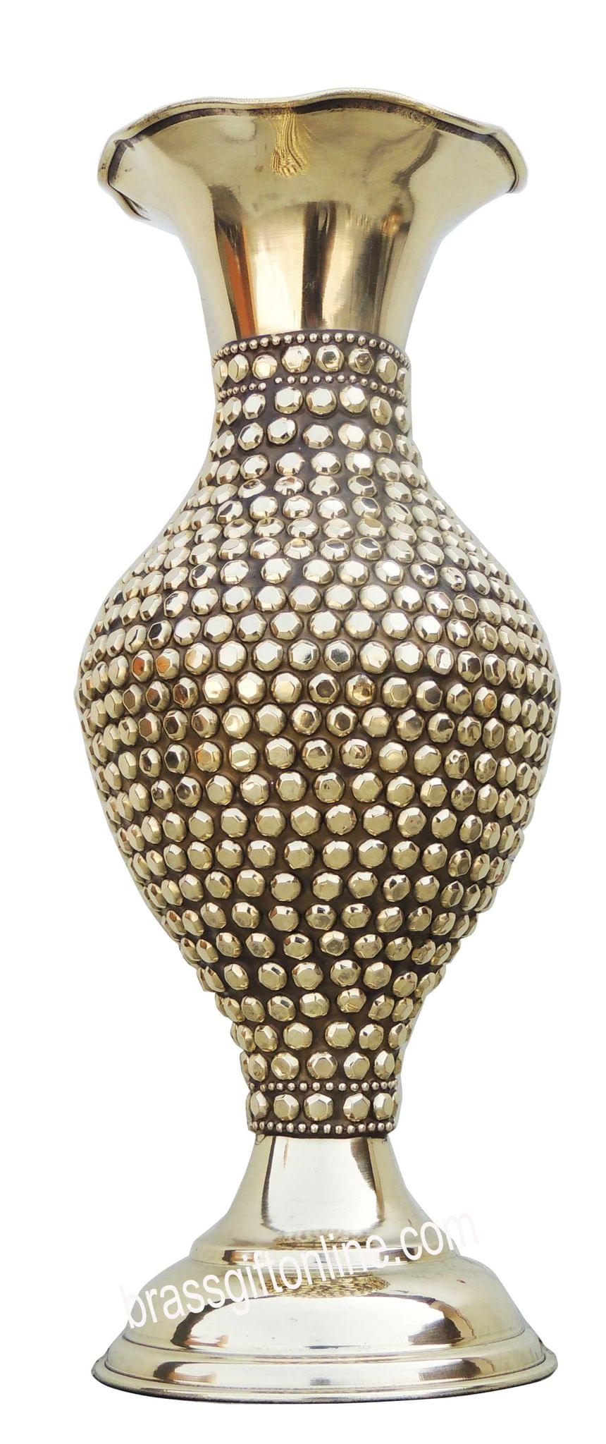 Brass & , Vase — 10.5"