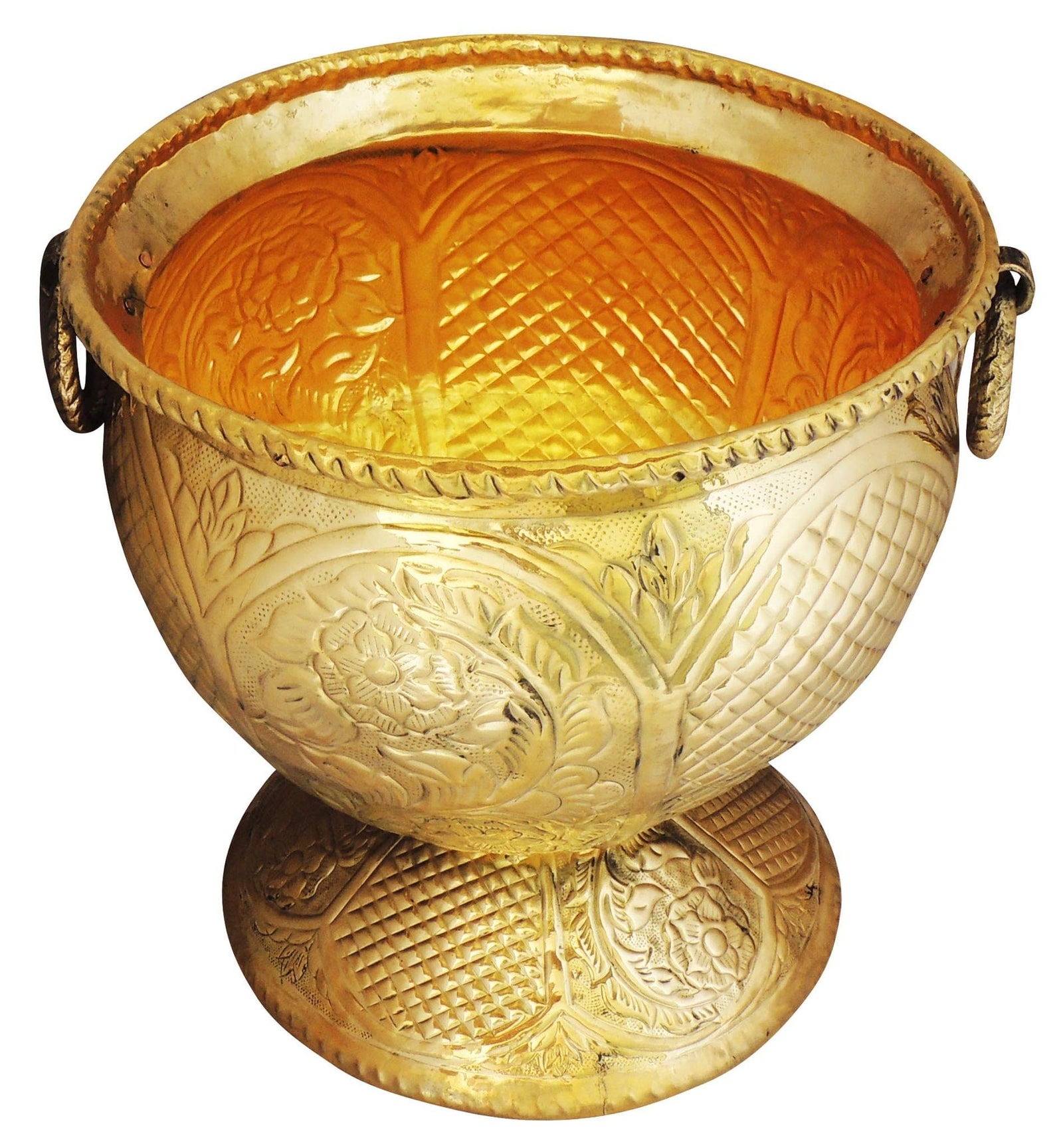 Brass planter Gamala Chatai Diameter 13 Inch weight 3 Kg — 13"