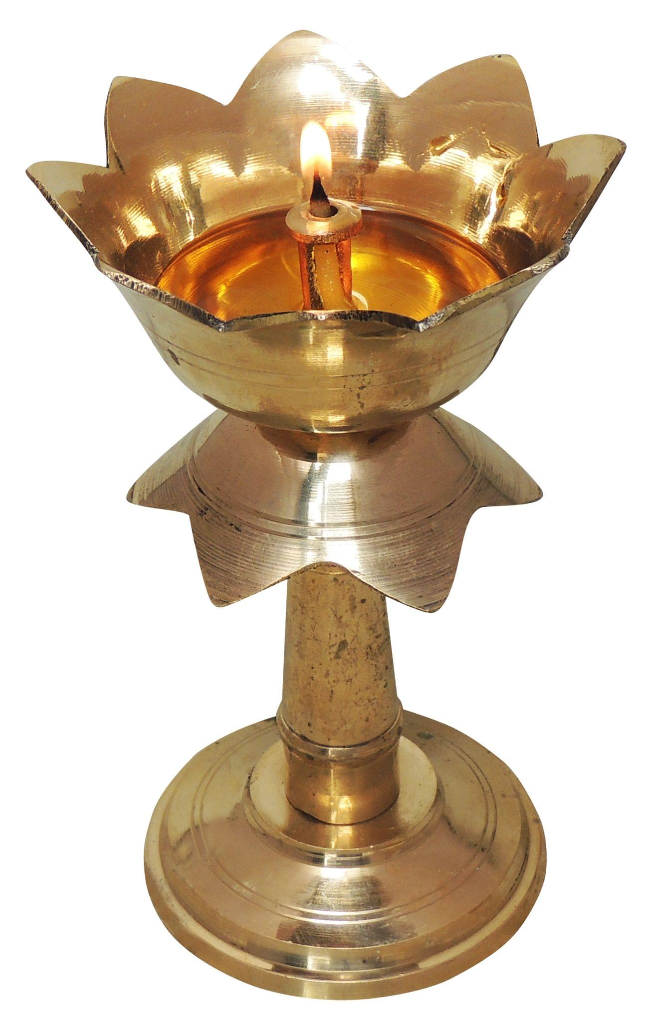 Brass Kamal Stand Deepak No.4 — 5.5"