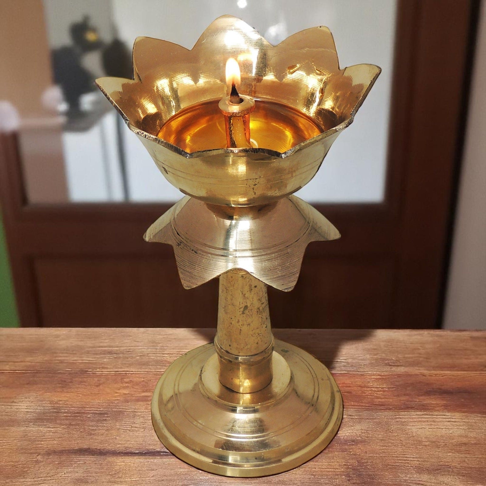 Brass Kamal Stand Deepak No.4 — 5.5"