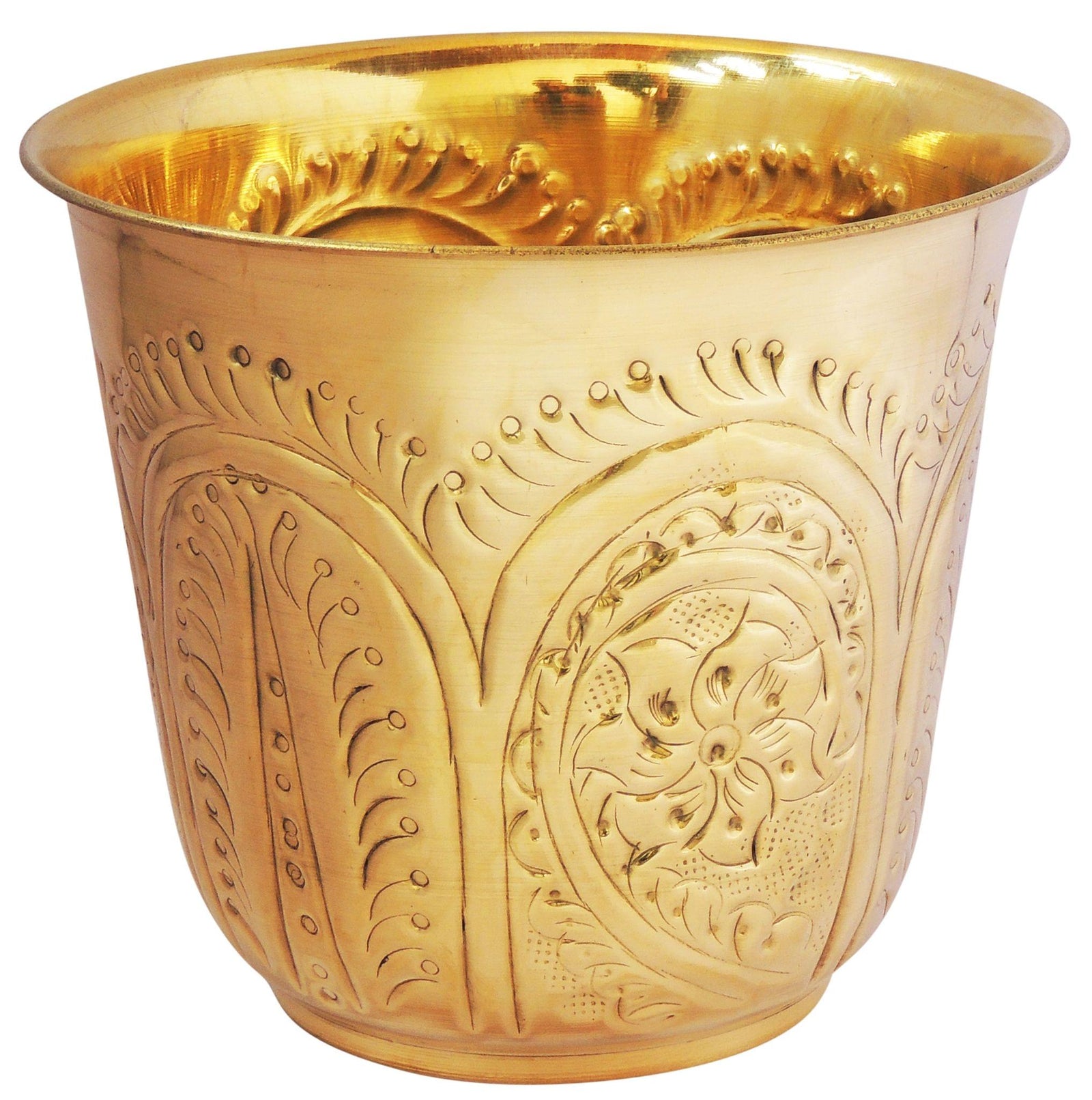 Brass planter Gamala Diameter 8 Inch weight 440 gm