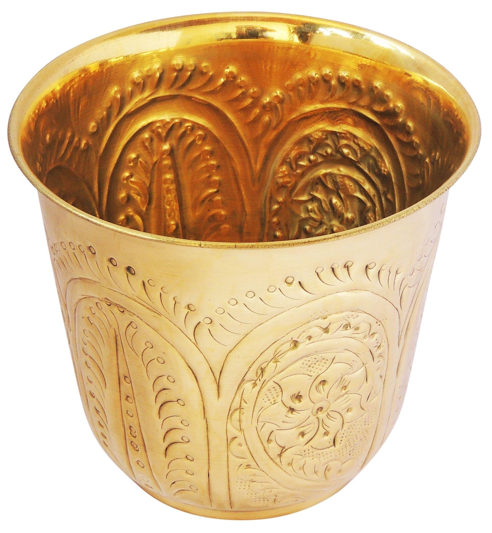 Brass planter Gamala Diameter 8 Inch weight 440 gm