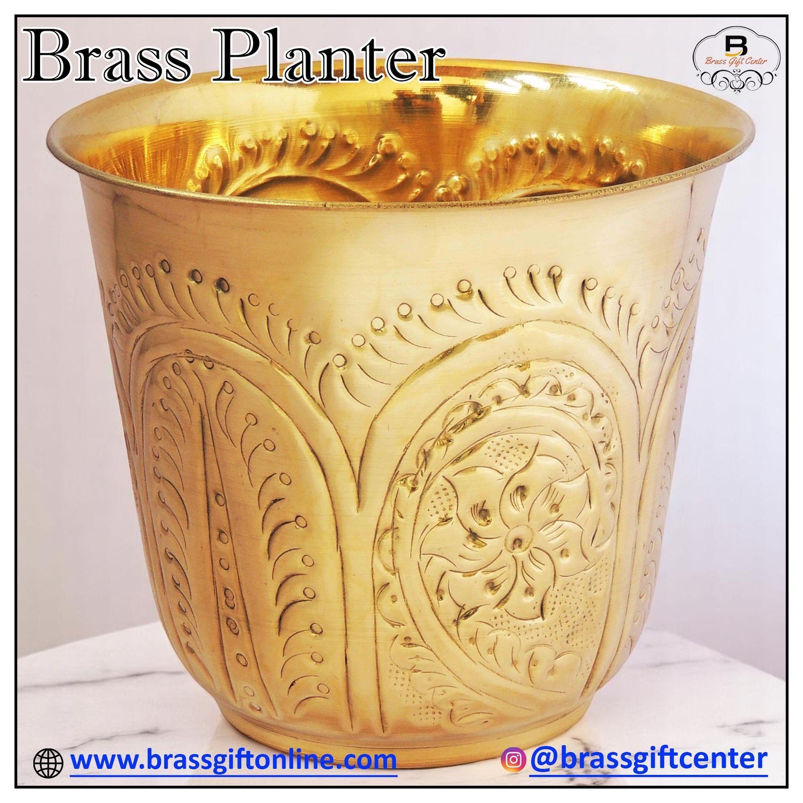Brass planter Gamala Diameter 8 Inch weight 440 gm