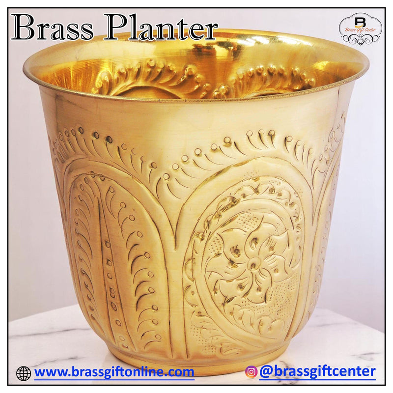 Brass planter Gamala Diameter 8 Inch weight 440 gm
