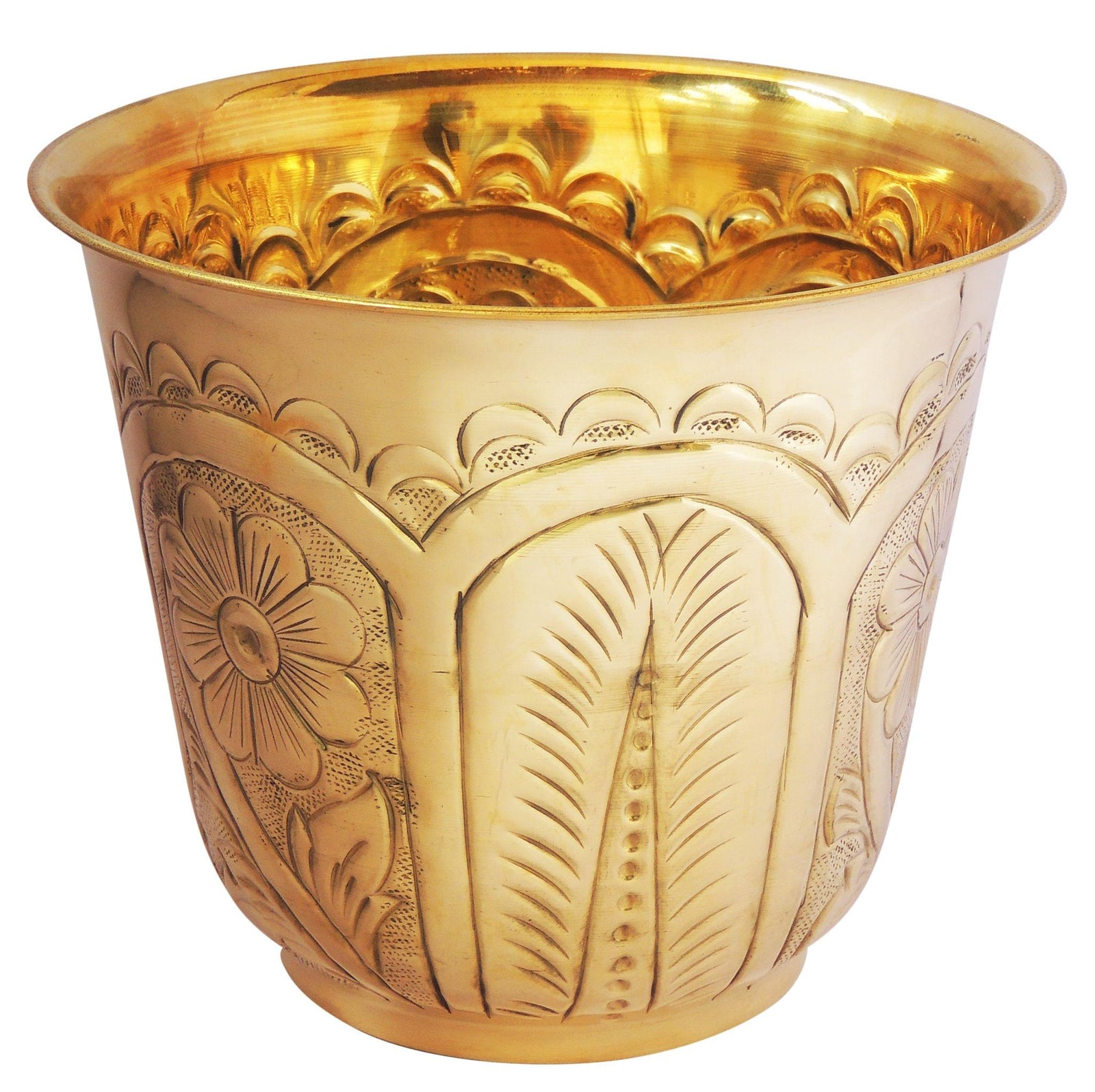 Brass planter Gamala Hand Work Diameter 10 Inch weight 700 gm — 9"
