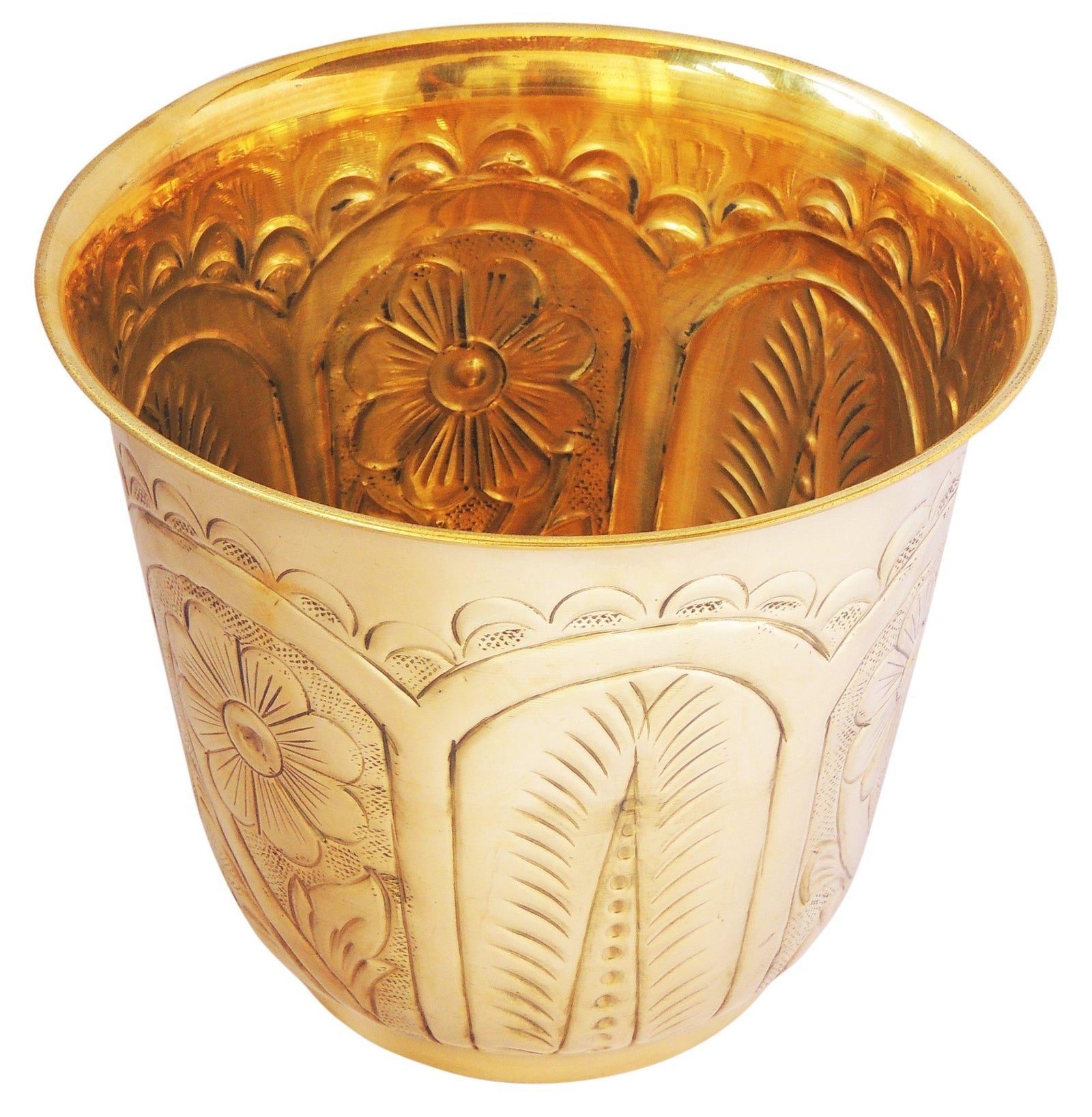 Brass planter Gamala Hand Work Diameter 10 Inch weight 700 gm — 9"