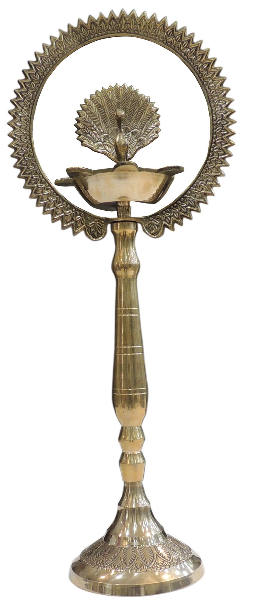 Brass Table Decor Peacock Deepak — 20"
