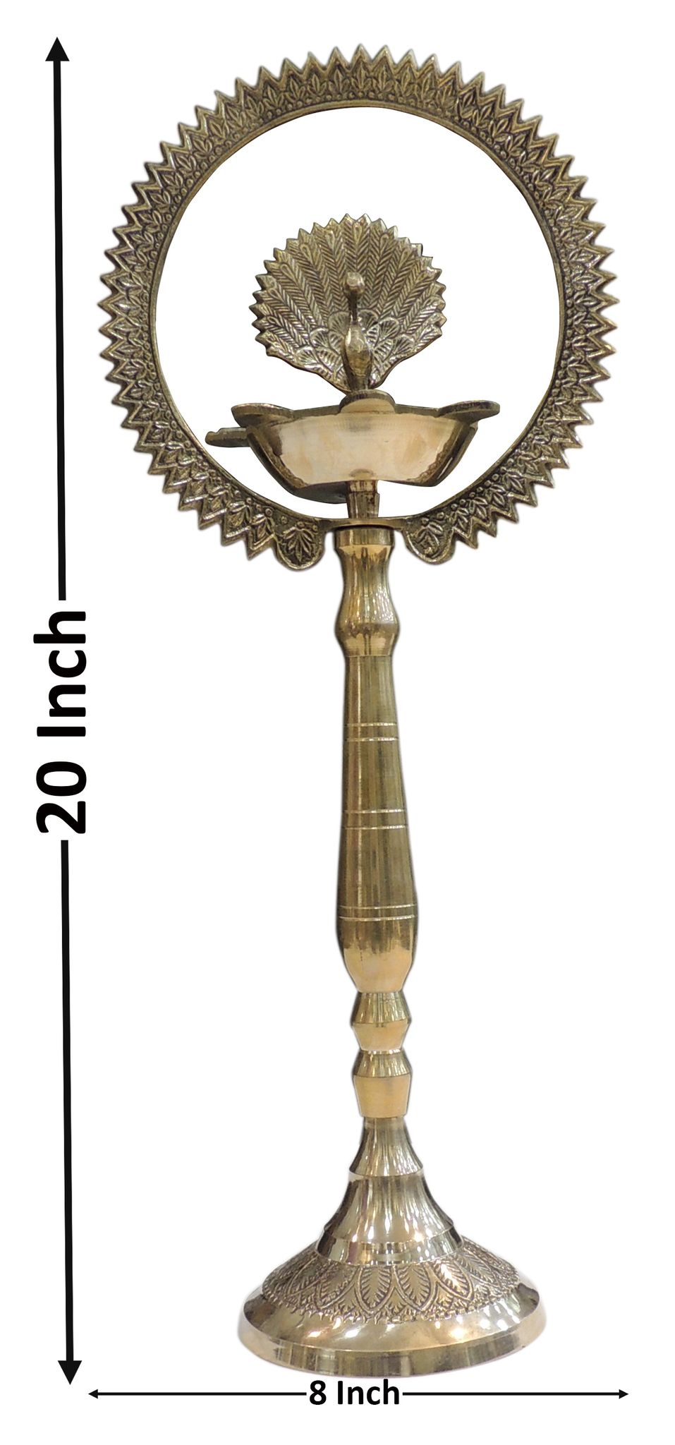 Brass Table Decor Peacock Deepak — 20"