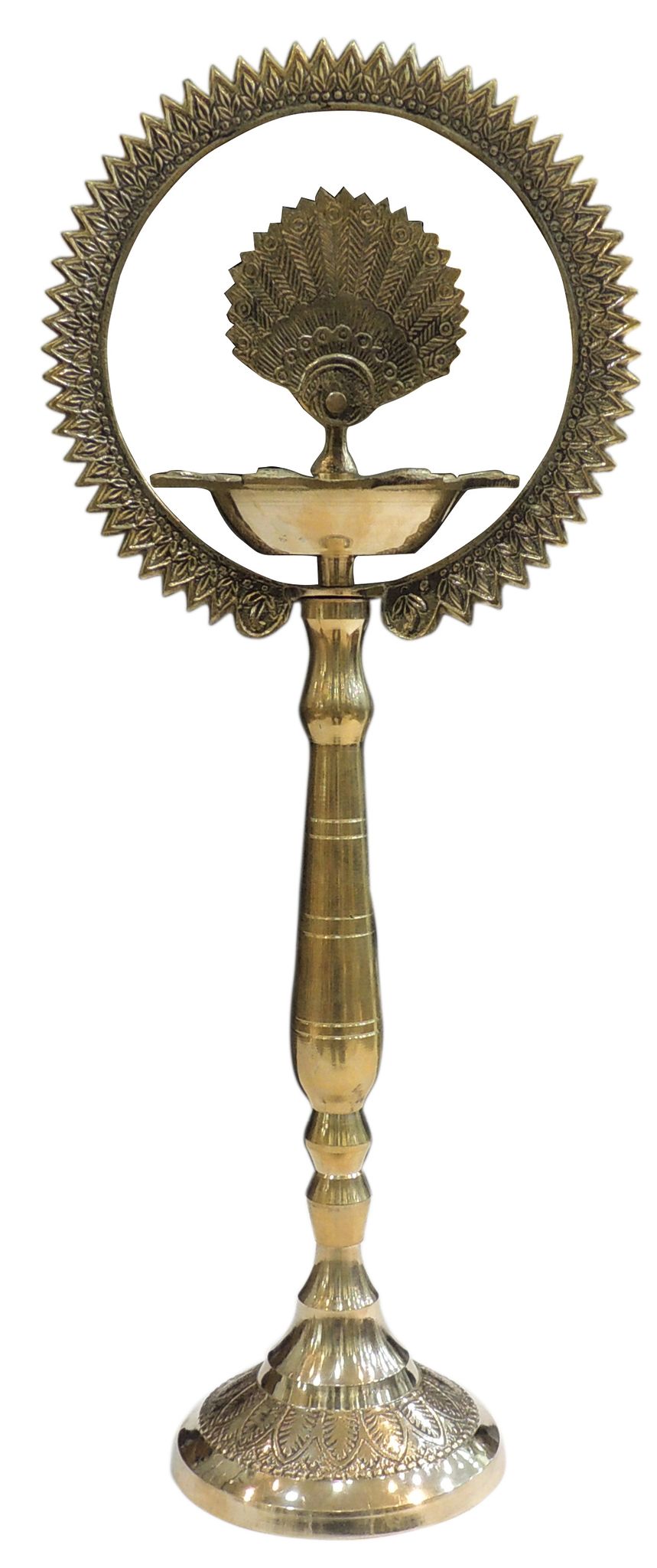 Brass Table Decor Peacock Deepak — 20"