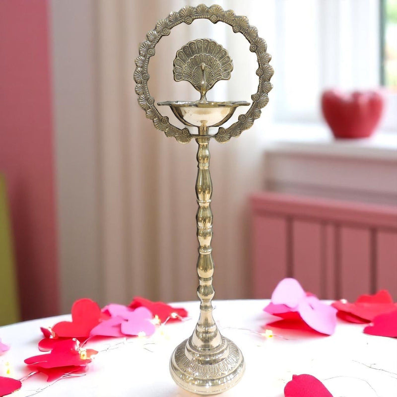 Brass Table Decor Peacock Deepak — 30"