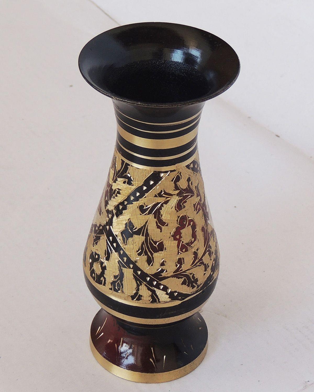 Brass & , Vase — 5.4"