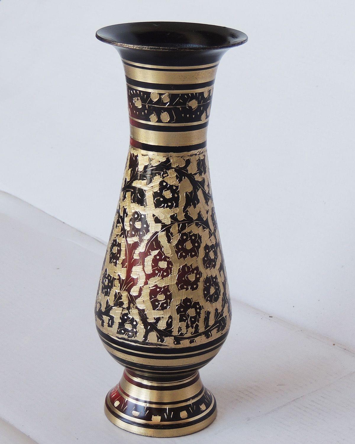 Brass & , Vase — 8.5"