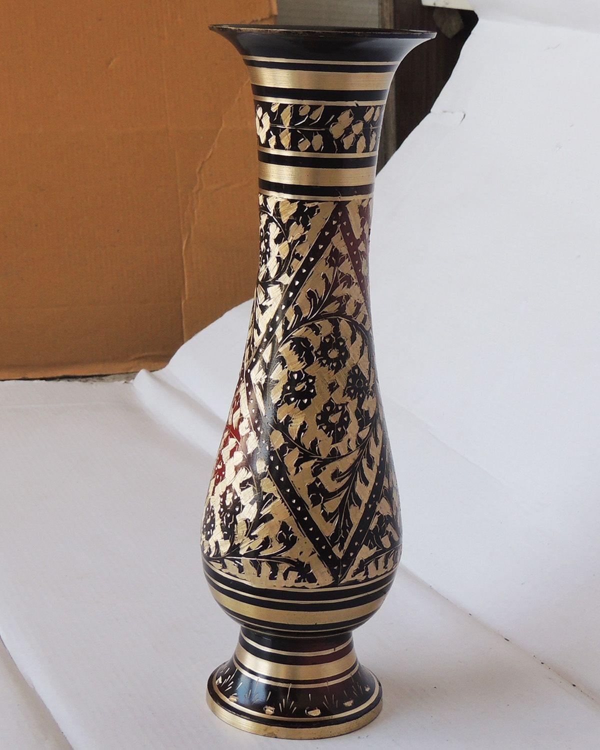 Brass & , Vase — 11"