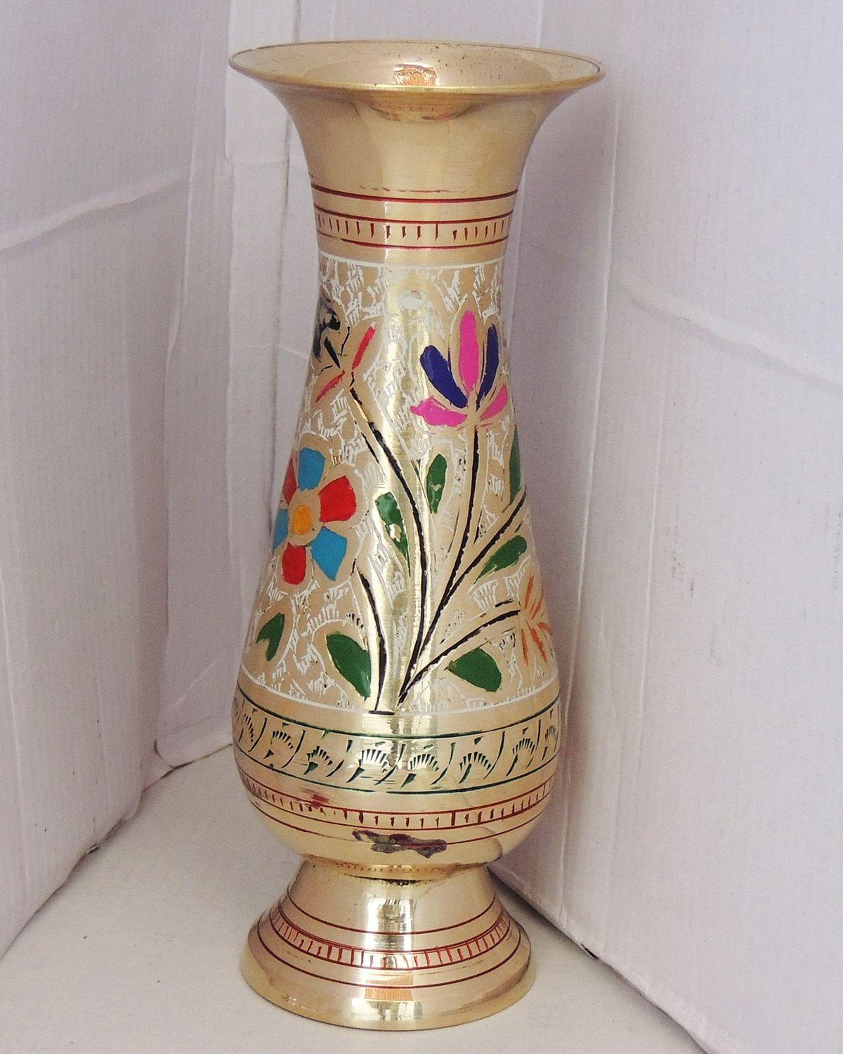 Brass & , Vase — 7.4"