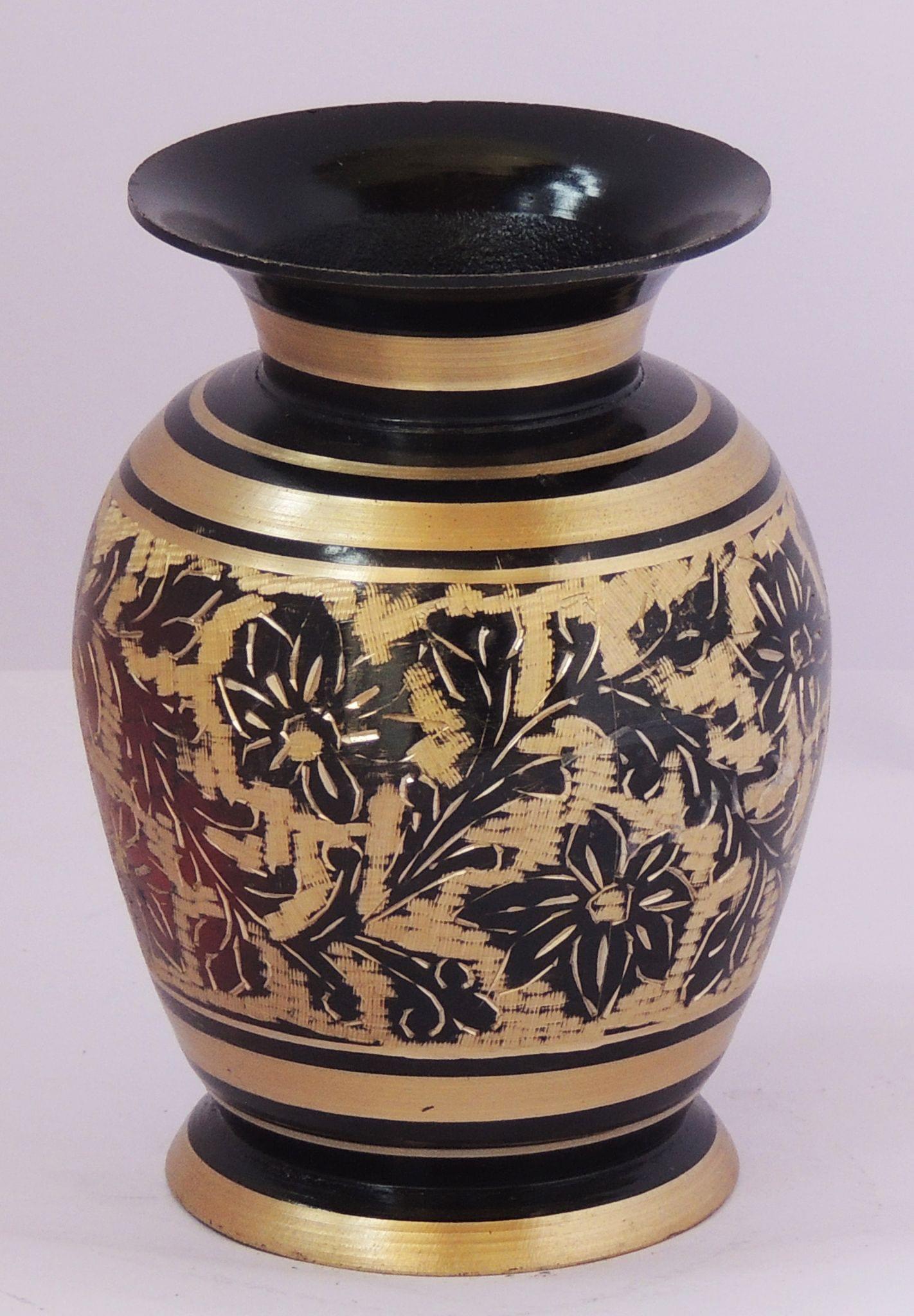 Brass & , Vase — 4"
