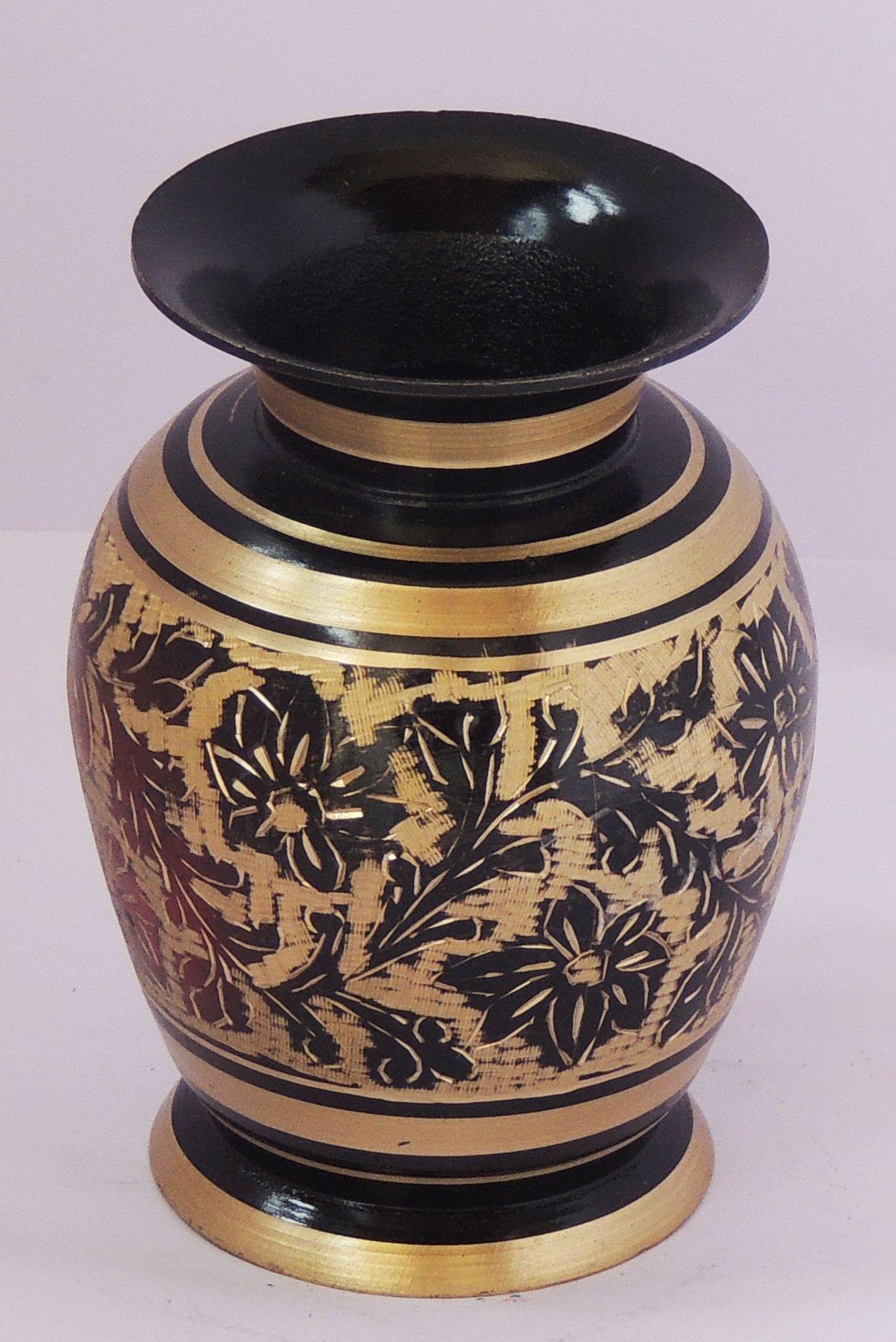 Brass & , Vase — 4"