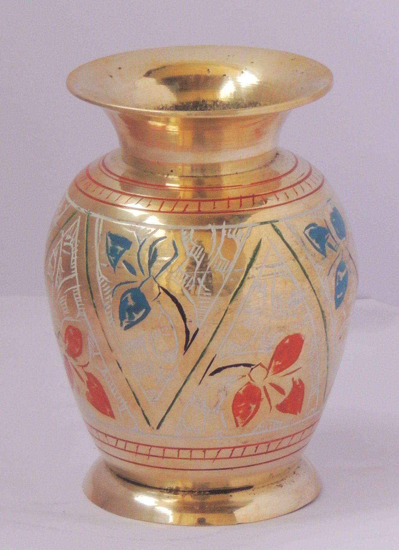 Brass & , Vase — 4"