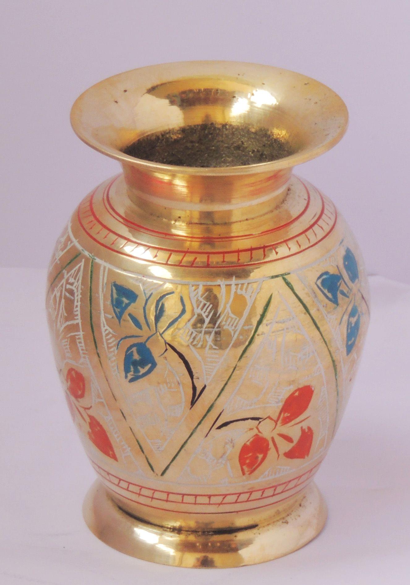 Brass & , Vase — 4"