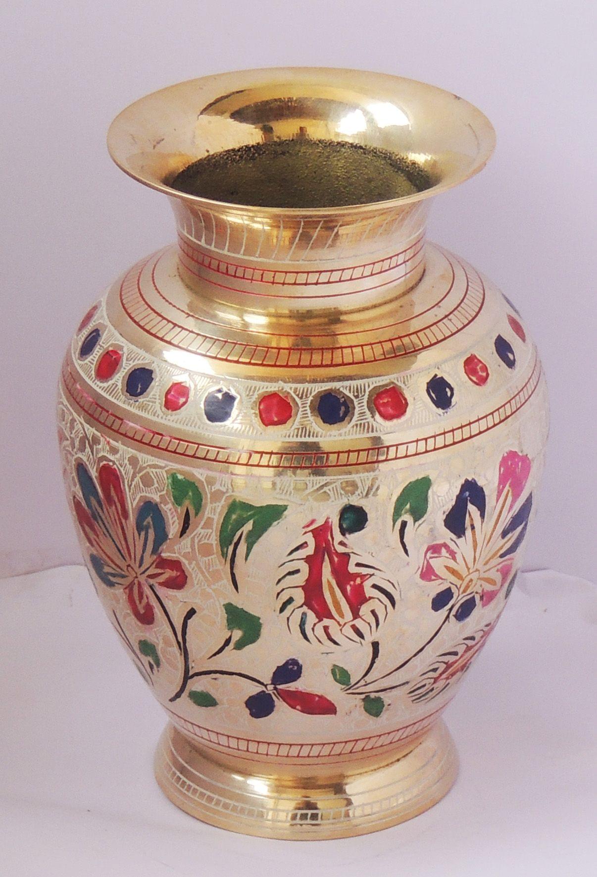 Brass & , Vase — 7.4"