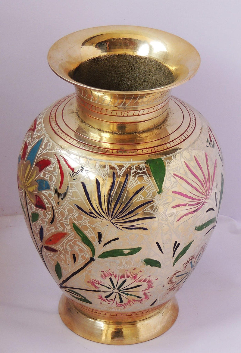 Brass & , Vase — 8.6"