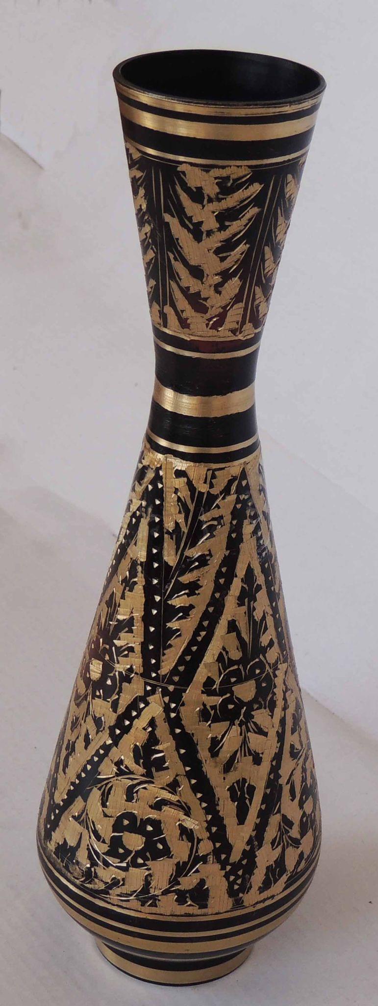 Brass & Bottle Shape , Vase — 10"