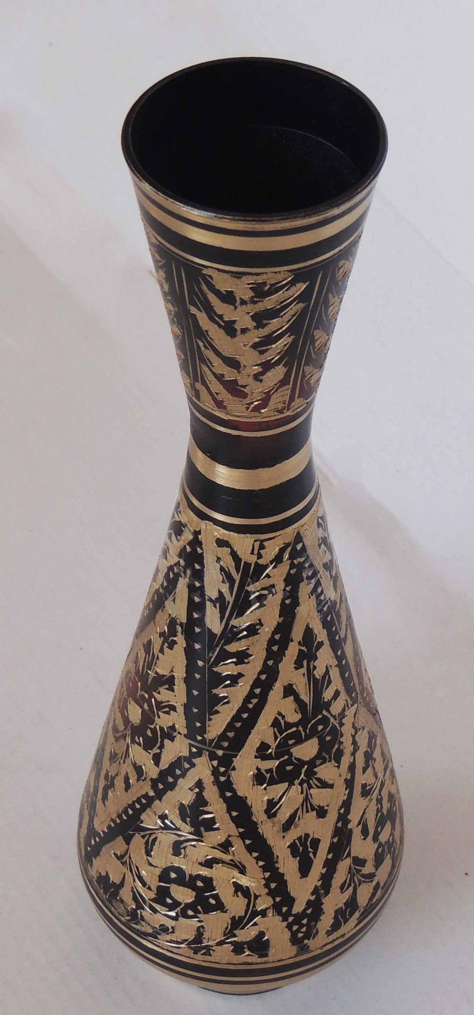 Brass & Bottle Shape , Vase — 10"