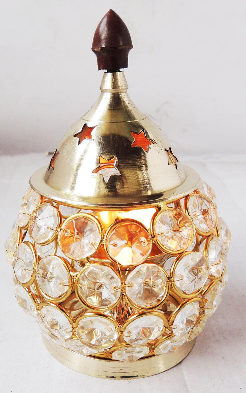 Brass Matki Crystal Deepak No. 2 — 5.5"