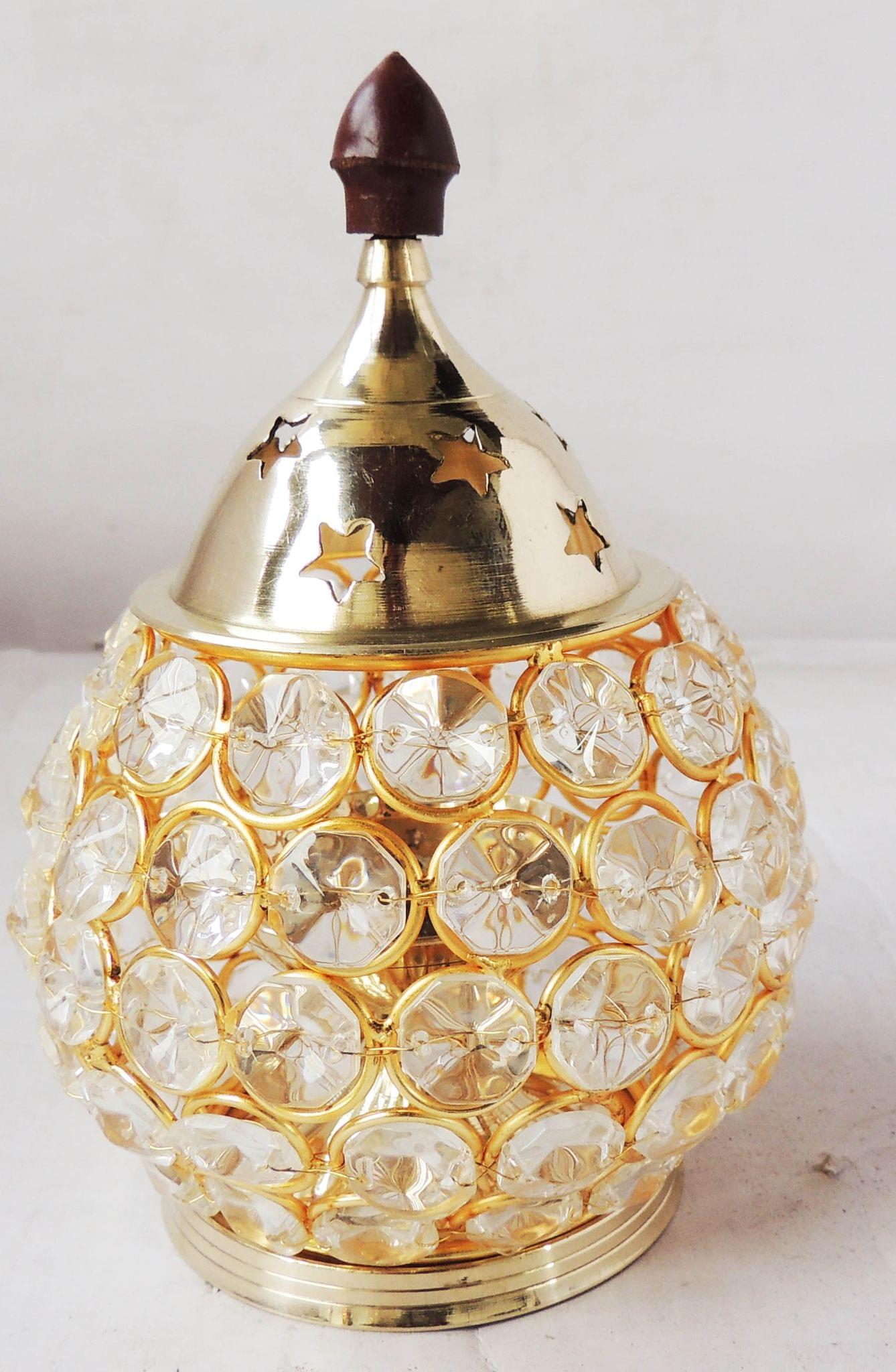 Brass Matki Crystal Deepak No. 3 — 6.2"