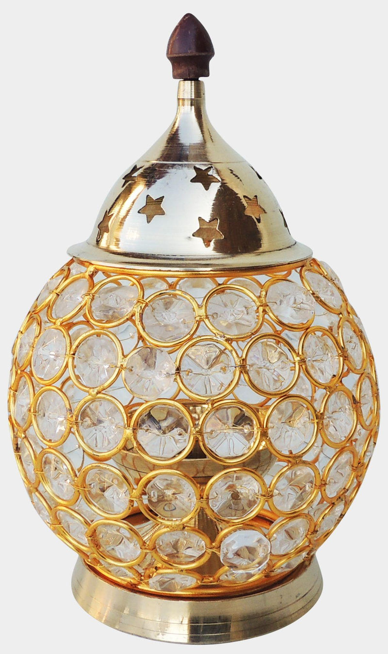 Brass Matki Crystal Deepak No. 4 — 7.3"