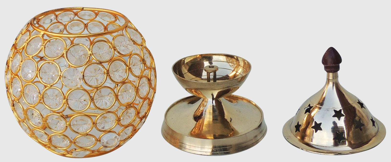 Brass Matki Crystal Deepak No. 4 — 7.3"