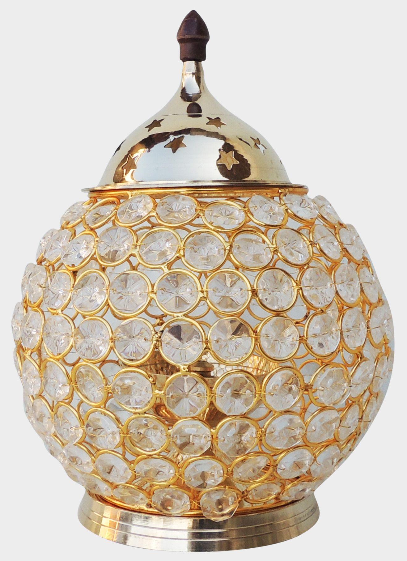 Brass Matki Crystal Deepak No. 5 — 8.3"