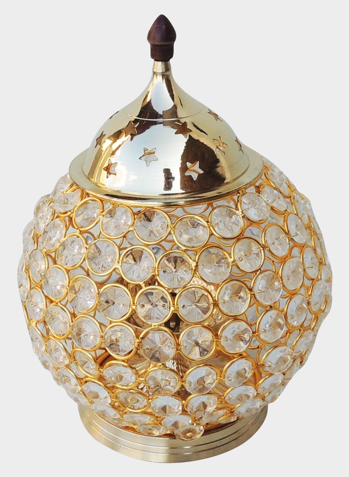 Brass Matki Crystal Deepak No. 5 — 8.3"