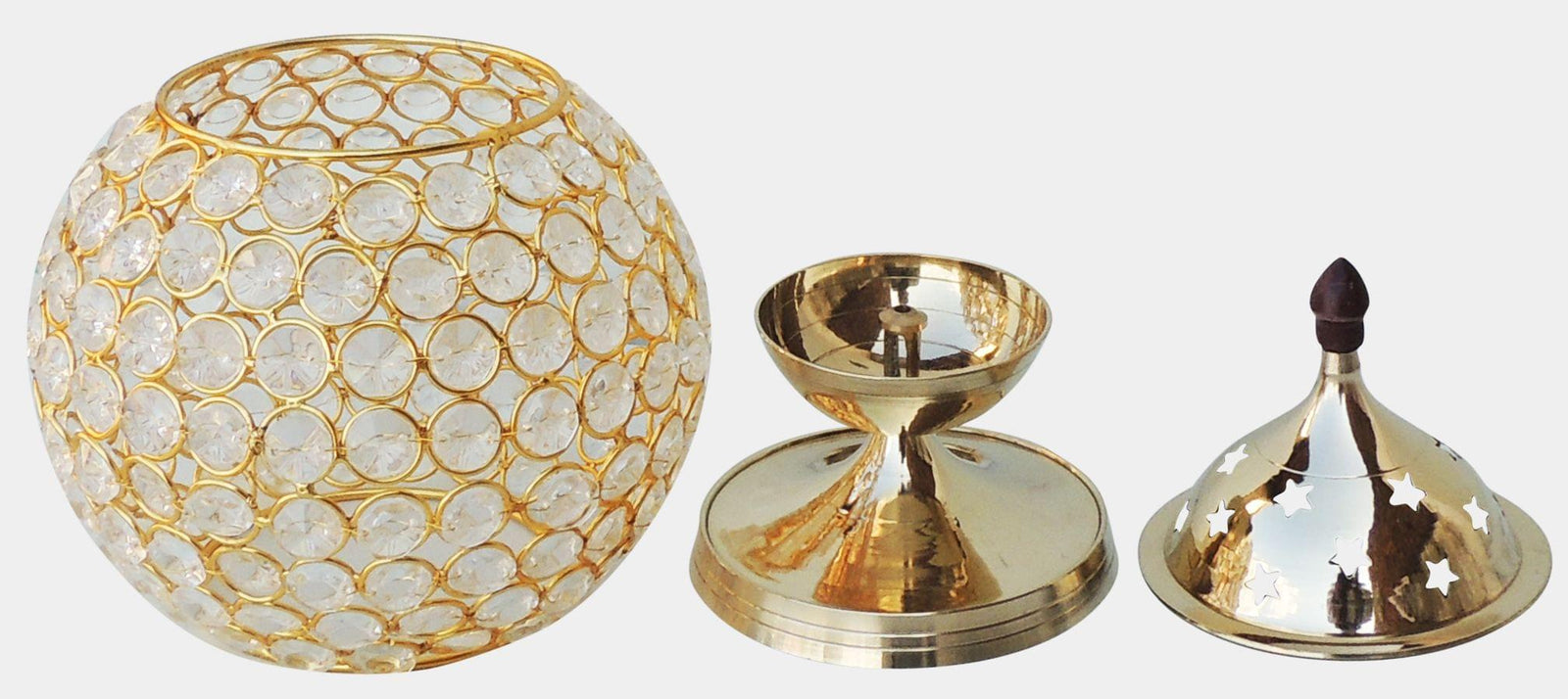 Brass Matki Crystal Deepak No. 5 — 8.3"