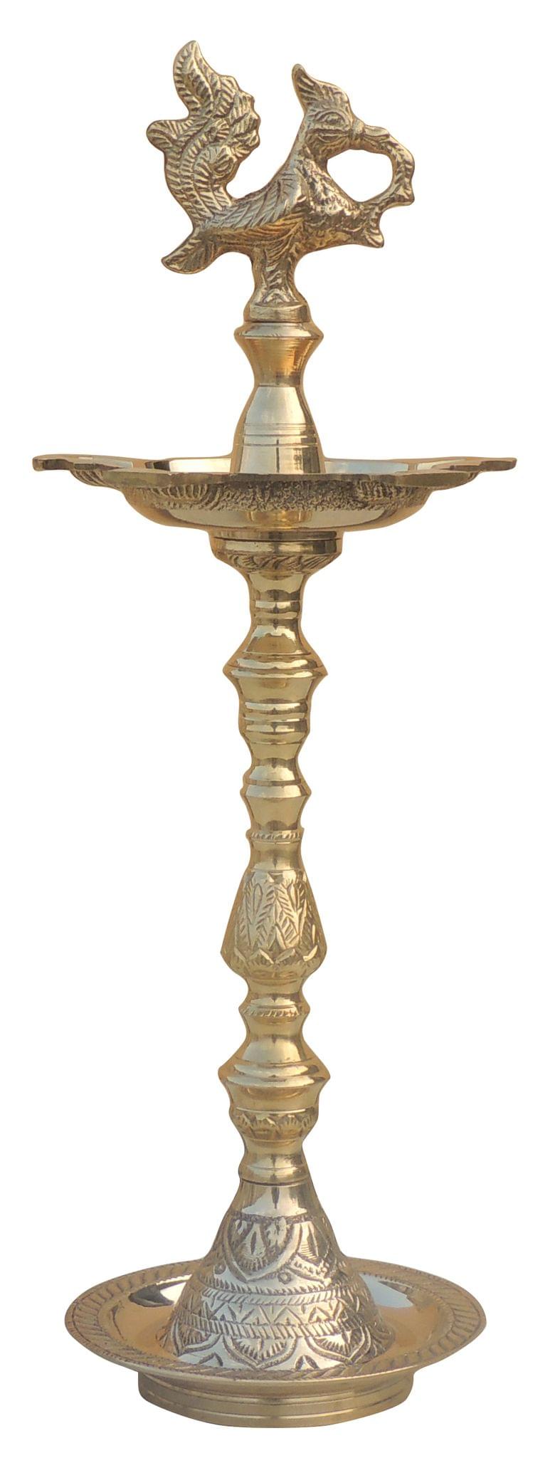 Brass Table Decor Mahabharat Oil Lamp, Deepak — 17"